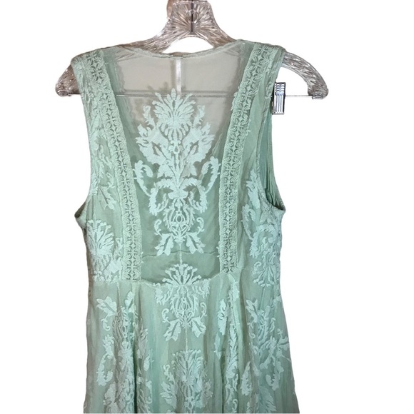 Free people women’s reign over me lace mini dress sz 2 green lined skirt - Picture 6 of 14